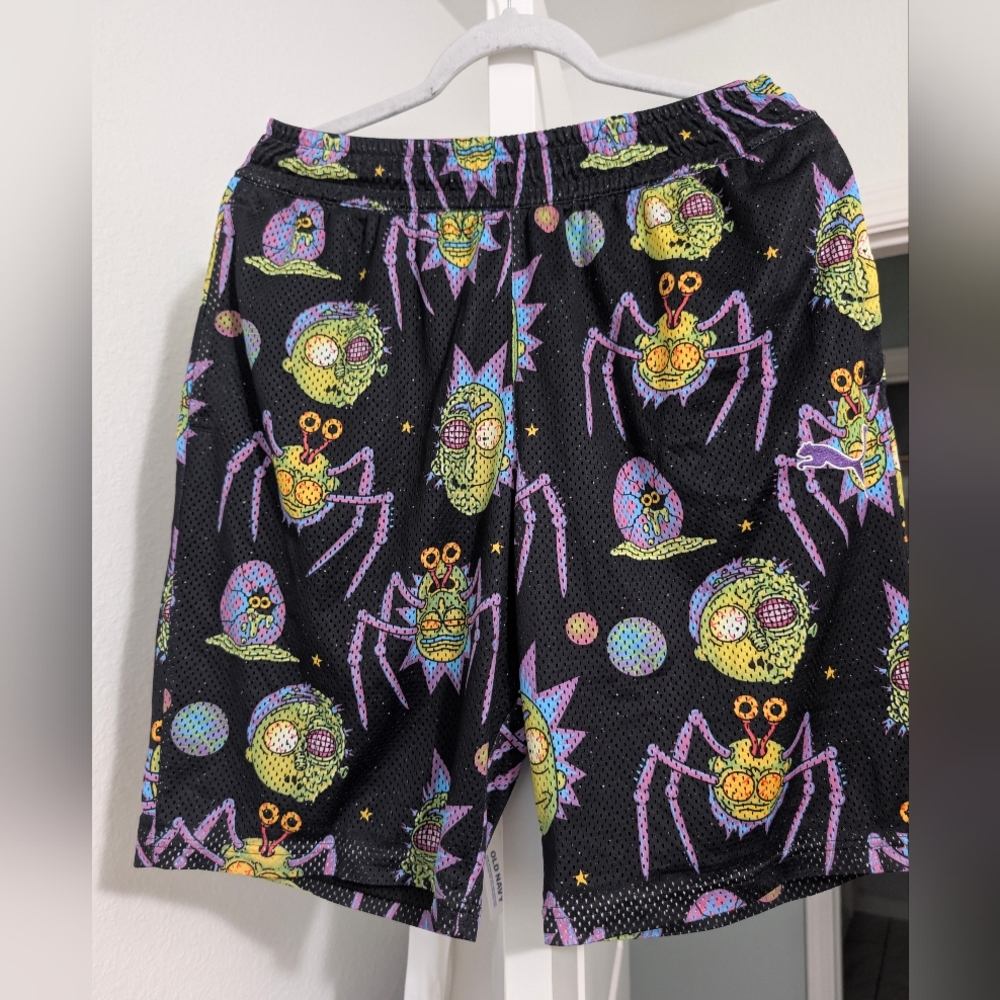 Puma Rick And Morty Mesh Shorts - Black with Neon Print